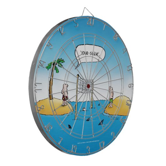 Shark Volleyball Funny Cartoon Dartscheibe (Vorderseite Links)