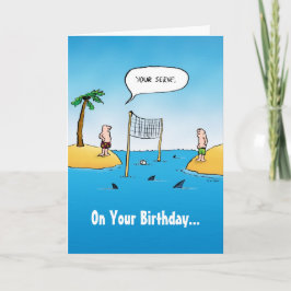 Shark Volleyball Funny Cartoon Geburtstagskarte Karte