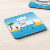 Shark Volleyball Funny Cartoon Getränkeuntersetzer (Linke Seite)