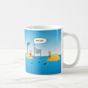 Shark Volleyball Funny Cartoon Kaffeetasse