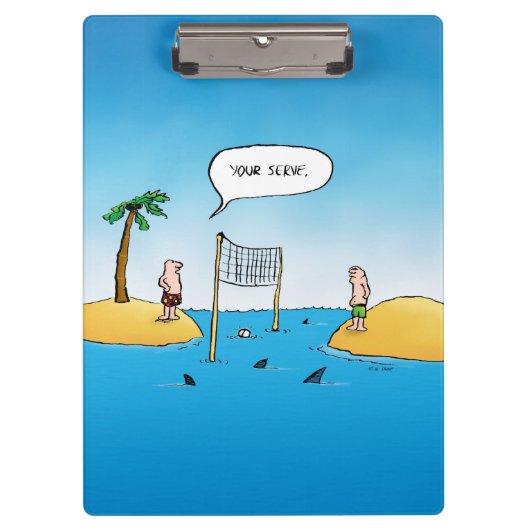 Shark Volleyball Funny Cartoon Klemmbrett (Vorderseite)