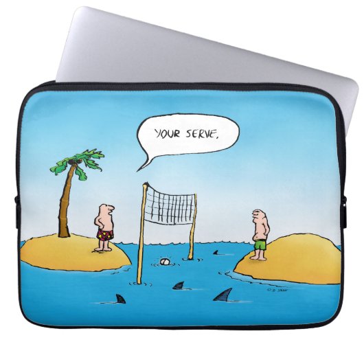 Shark Volleyball Funny Cartoon Laptop Schläfchen Laptopschutzhülle (Vorderseite)