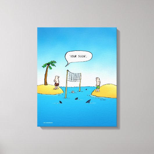 Shark Volleyball Funny Cartoon Leinwanddruck (Vorderseite)