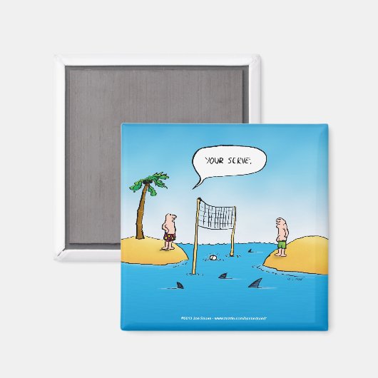 Shark Volleyball Funny Cartoon Magnet (Vorderseite/Rückseite)