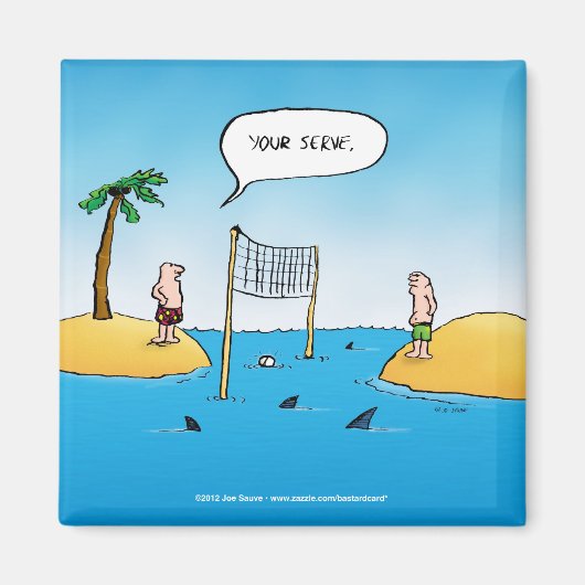Shark Volleyball Funny Cartoon Magnet (Vorne)