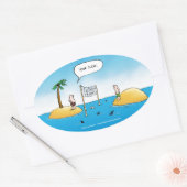 Shark Volleyball Funny Cartoon Ovaler Aufkleber (Umschlag)