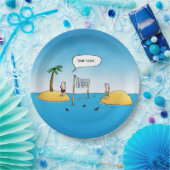 Shark Volleyball Funny Cartoon Pappteller (Party)