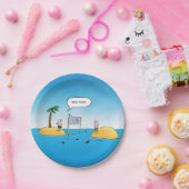 Shark Volleyball Funny Cartoon Pappteller (Party)