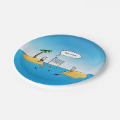 Shark Volleyball Funny Cartoon Pappteller (Schrägansicht)