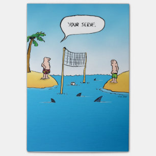 Shark Volleyball Funny Cartoon Post-it Klebezettel
