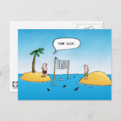 Shark Volleyball Funny Cartoon Postcard Postkarte (Vorne/Hinten)