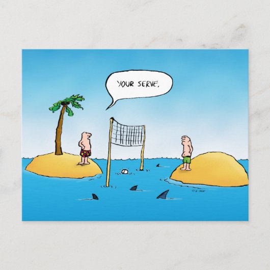 Shark Volleyball Funny Cartoon Postcard Postkarte (Vorderseite)