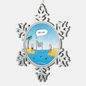 Shark Volleyball Funny Cartoon Schneeflocken Zinn-Ornament (Rechts)