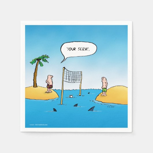 Shark Volleyball Funny Cartoon Serviette (Vorderseite)