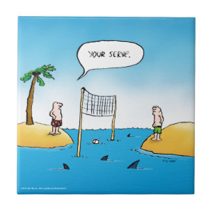 Shark Volleyball Funny Cartoon Tile Fliese