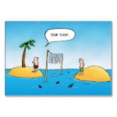 Shark Volleyball Funny Cartoon Tischnummer (Rückseite)