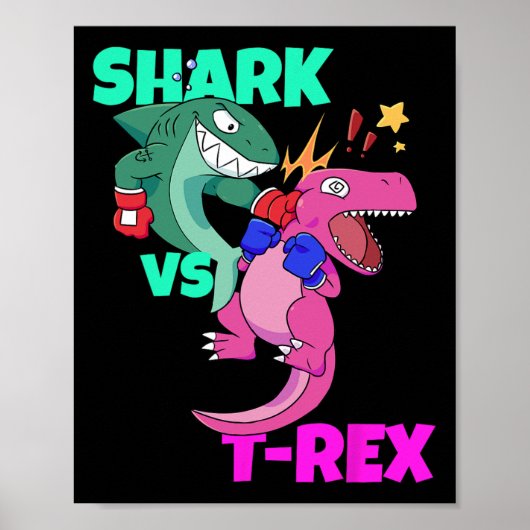 Shark Vs Dinosaur T Rex Boxhandschuhe für Kinder J Poster (Vorne)