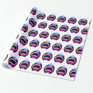 Shark Watercolor Pink Lila Illustration Geschenkpapier