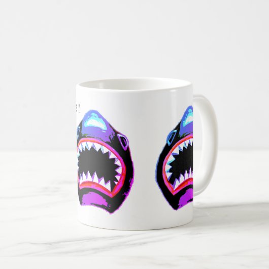 Shark Watercolor Pink Lila Illustration Kaffeetasse (VorderseiteRechts)