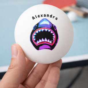 Shark Watercolor Pink Lila Illustration Tischtennisball