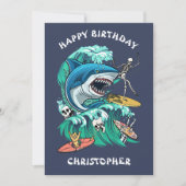 Shark Wave Custom Birthday Card Feiertagskarte (Vorderseite)