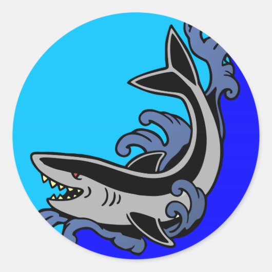 Shark Waves Runder Aufkleber (Vorderseite)