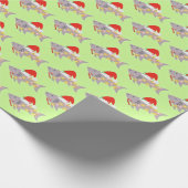 Shark Weihnachtsmannmütze Candy Cane Peppermint We Geschenkpapier (Ecke)