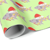 Shark Weihnachtsmannmütze Candy Cane Peppermint We Geschenkpapier (Rolleneckpunkt)