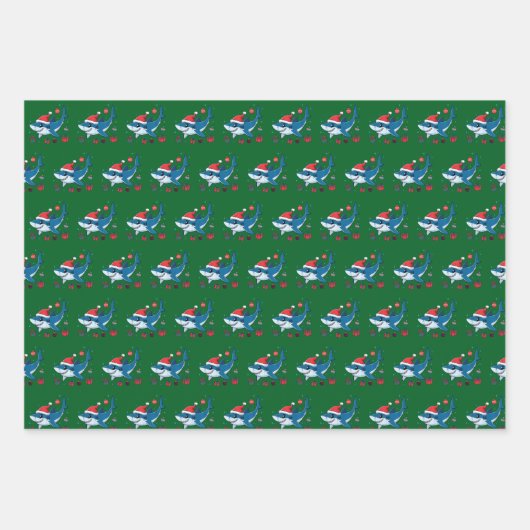 Shark Weihnachtsmannmütze Weihnachtsgeschenk Geschenkpapier Set (Vorderseite 3)