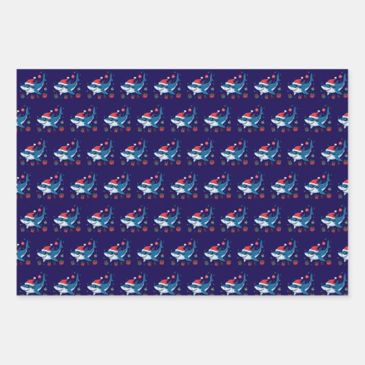 Shark Weihnachtsmannmütze Weihnachtsgeschenk Geschenkpapier Set (Vorderseite 2)