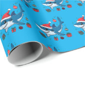 Shark Weihnachtsmannmütze Weihnachtsgeschenk Ozean Geschenkpapier (Rolleneckpunkt)