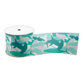 Shark White & Aquamarin Camouflage Muster Satin Ri Satinband (Spule)