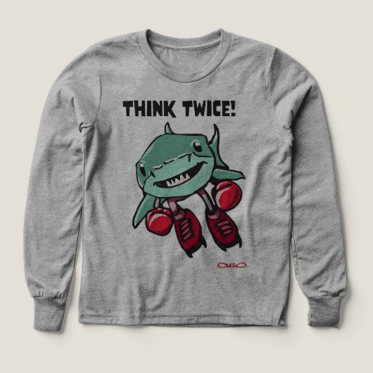 Shark with boxing gloves Long sleeve T-Shirt (Design Vorderseite)