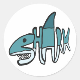 Shark Word Runder Aufkleber