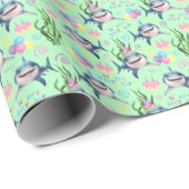 Shark Wrapping Paper in Green Geschenkpapier (Rolleneckpunkt)