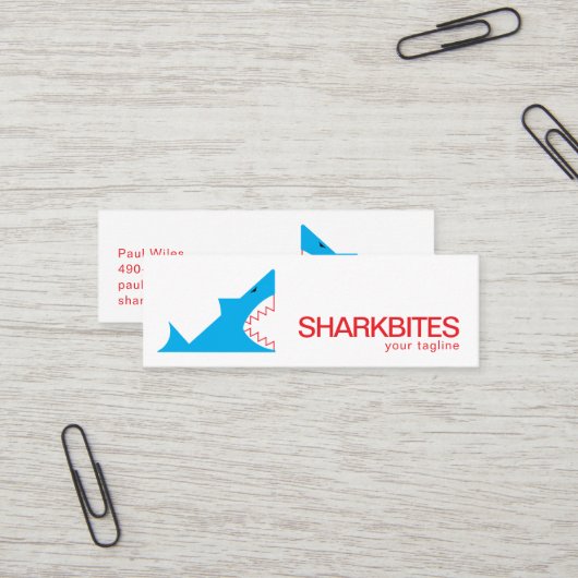 Sharkbites Logo | Meeresfrüchte oder mutige Lebens Mini Visitenkarte (Vorderseite/Rückseite Beispiel)