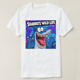 SHARKO'S WILD LIFE Retro 90er Jahre Cartoon Hai T-Shirt