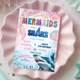 Sharks and Mermaids Joint Birthday invitation Einladung