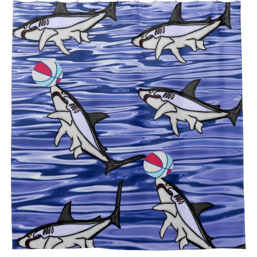 Sharks Blauer Ball Duschvorhang (Vorderseite)