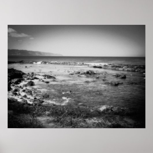 Sharks Cove, Oahu B&W Poster (Vorne)