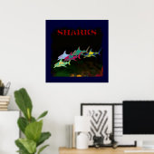 Sharks decor prints poster (Heimbüro)