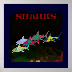 Sharks decor prints poster