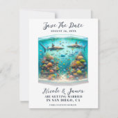 Sharks & Fish Aquatic Watercolor Save the Date Einladung (Vorderseite)