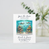 Sharks & Fish Aquatic Watercolor Save the Date Einladung (Stehend Vorderseite)