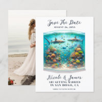 Sharks & Fish Aquatic Watercolor Save the Date 