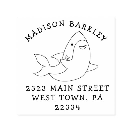 Sharks Kids Niedliche Kawaii-Rücksendeadresse-Brie Permastempel (Design)