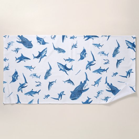 Sharks & Manta Rays|Ocean Art Design Strandtuch (Vorderseite)