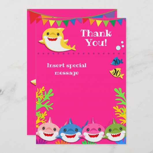 Sharks Pink Birthday Danke (Vorne/Hinten)