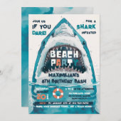 Sharktastic Summer BEACH Party Einladung (Vorne/Hinten)