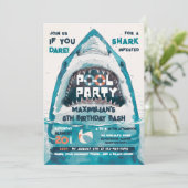 Sharktastic Summer POOL Party Einladung (Stehend Vorderseite)